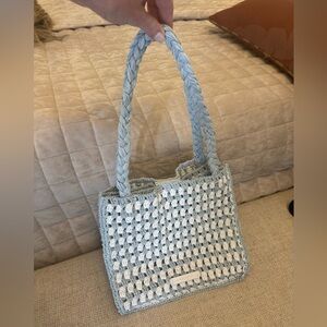 Loeffler Randall Blue and White Crochet Tote